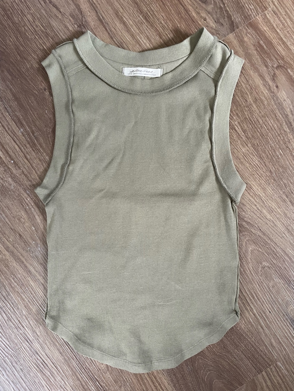 We The Free - Free People Women's Kate Ribbed Tee Olive Green - Picture 2 of 4